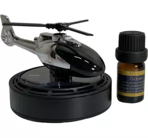 Автомобильный ароматизатор вертолет с раздувом на солнечной панели + многоразовая пропитка, Черный