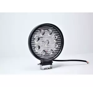 Світлодіодна LED-фара Кругла робоча 27W/60° 27 Вт, (3 Вт*9ламп) Широкий промінь, SUPER POWER (Тонкий радіатор)